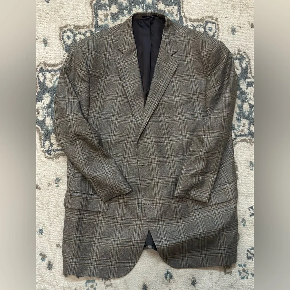 Daniel Cremieux & Loro Piana brown and light gray windowpane vintage suit jacket